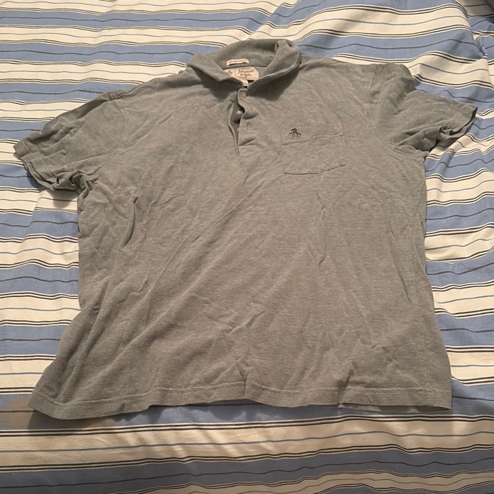 Original Penguin Light Green Polo Shirt Casual Cotton Blend - slim fit Xl